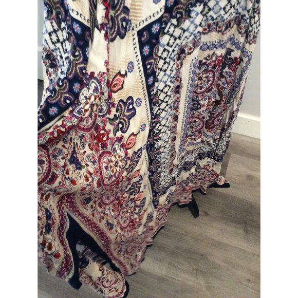 Bila BoHo Maxi Asymmetrical Paisley Smocked Plus XXL Hippie Multicolor Dress - Picture 8 of 8
